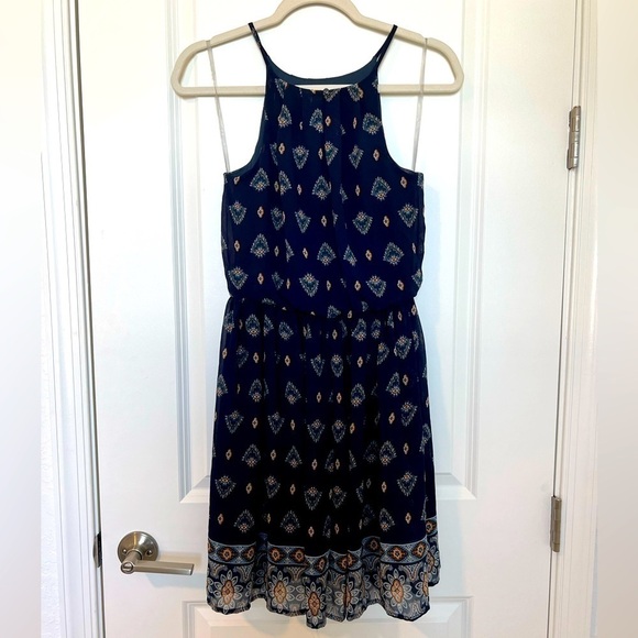 NWT Francesca’s Navy Blue Halter Cinch Waist Mini Dress Size Small - Picture 9 of 17